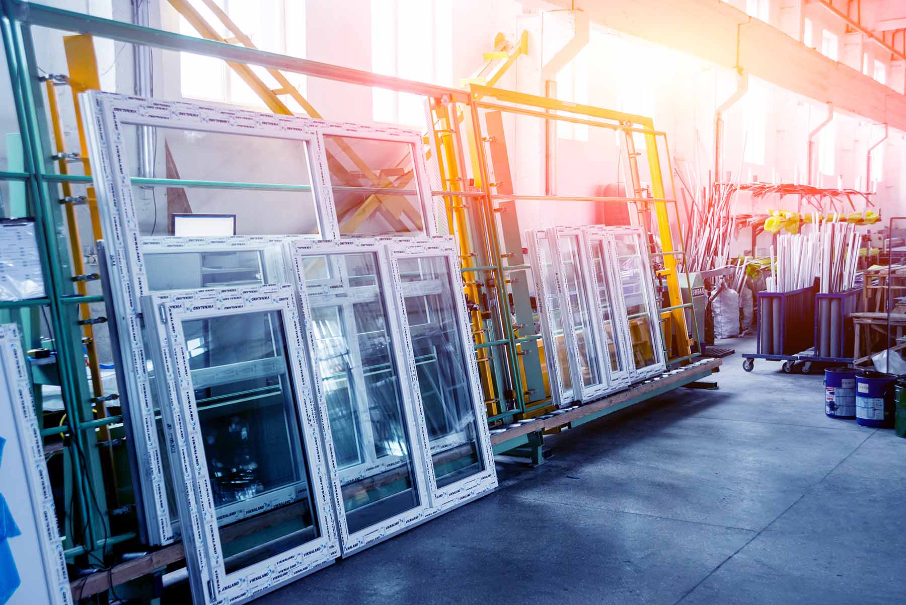Factory with aluminium and uPVC window and door profiles