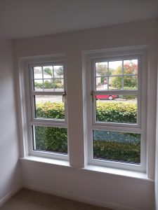 White casement windows from inside